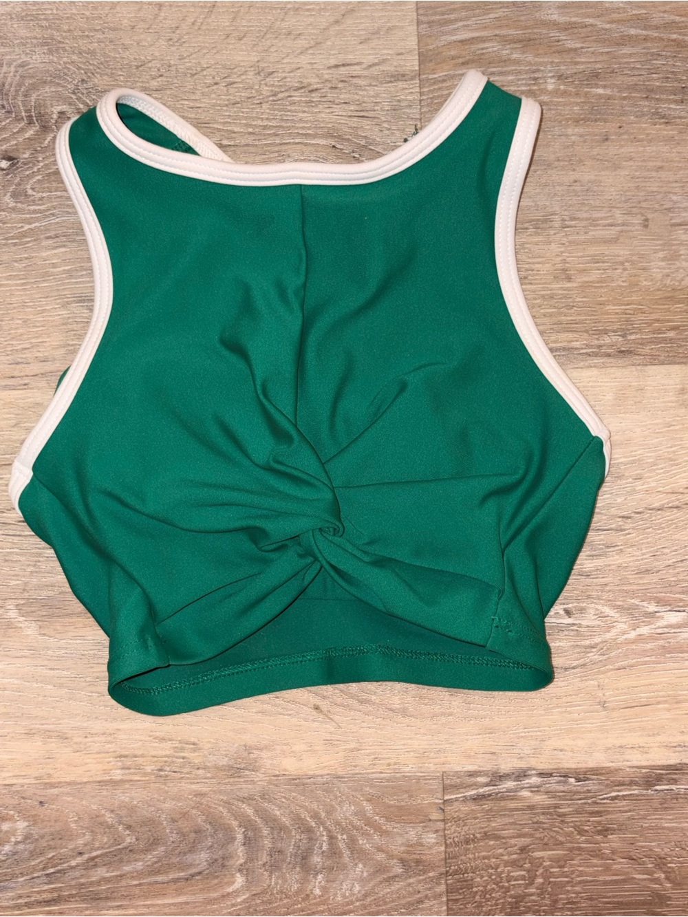 Girls' Green Twist-Front Tank Top with White Trim- Five Dancewear